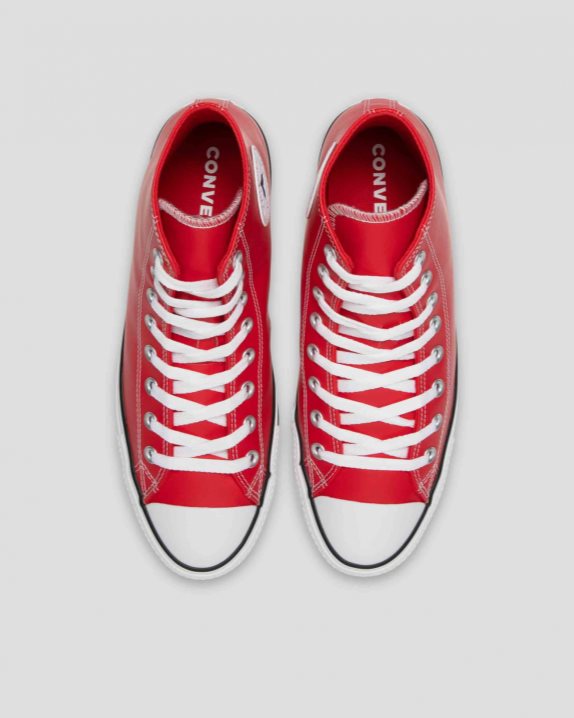 Unisex Converse Chuck Taylor All Star Faux Leather High Top Red