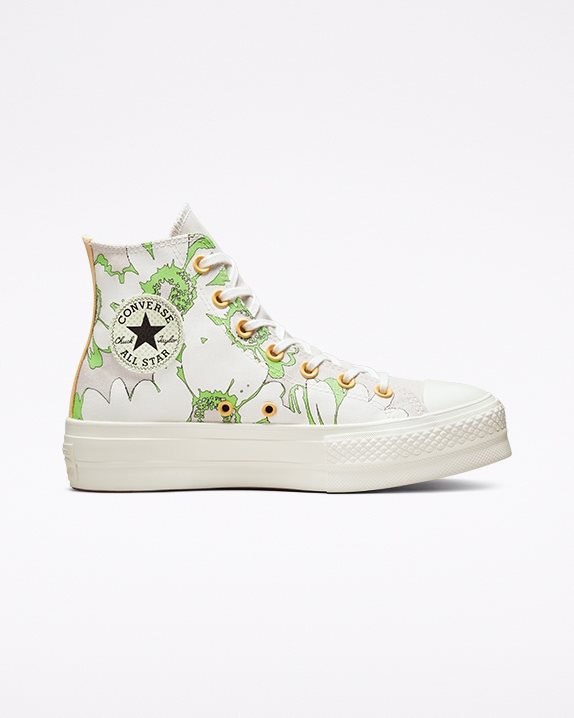 Womens Converse Chuck Taylor All Star Lift Summer Florals High Top Desert Sand - Click Image to Close