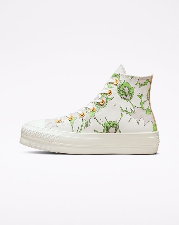 Womens Converse Chuck Taylor All Star Lift Summer Florals High Top Desert Sand - Click Image to Close