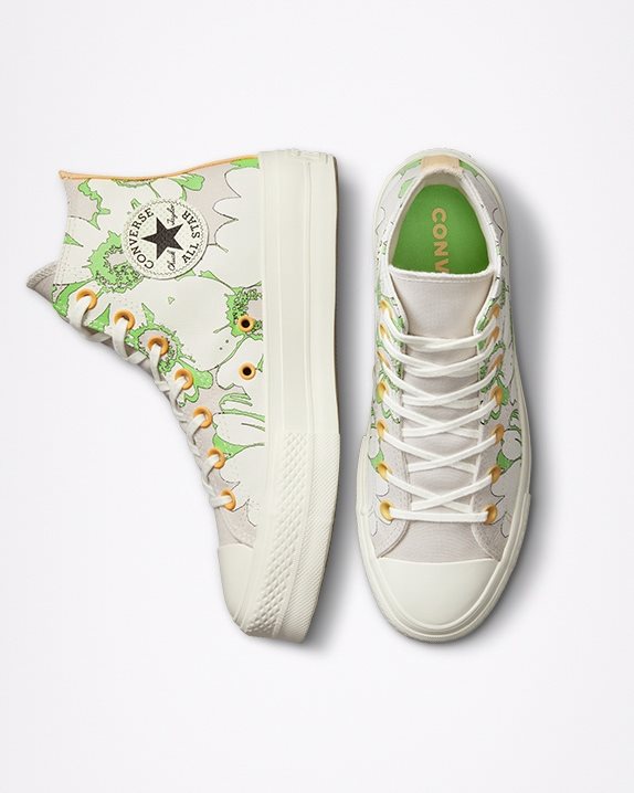 Womens Converse Chuck Taylor All Star Lift Summer Florals High Top Desert Sand - Click Image to Close