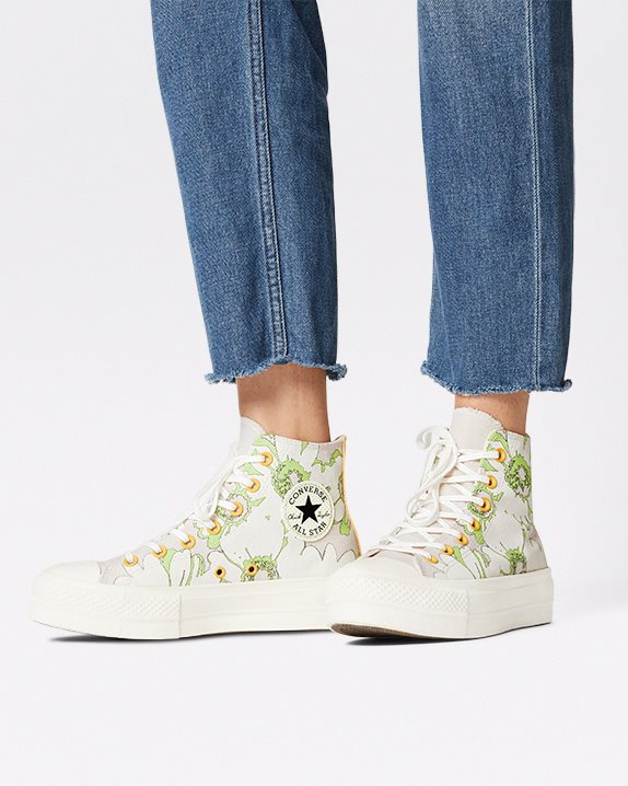 Womens Converse Chuck Taylor All Star Lift Summer Florals High Top Desert Sand - Click Image to Close