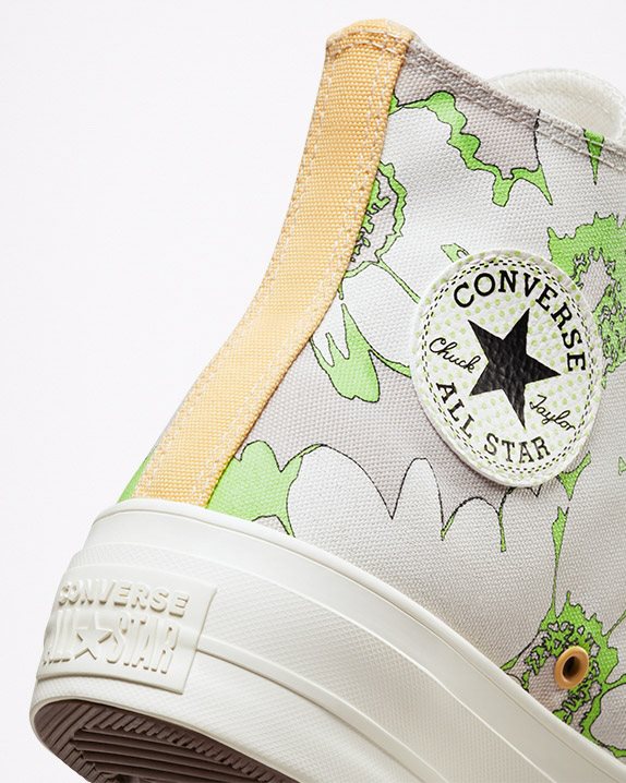 Womens Converse Chuck Taylor All Star Lift Summer Florals High Top Desert Sand - Click Image to Close