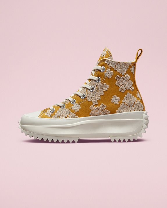 Unisex Converse Run Star Hike Festival Broderie High Top Goldtone