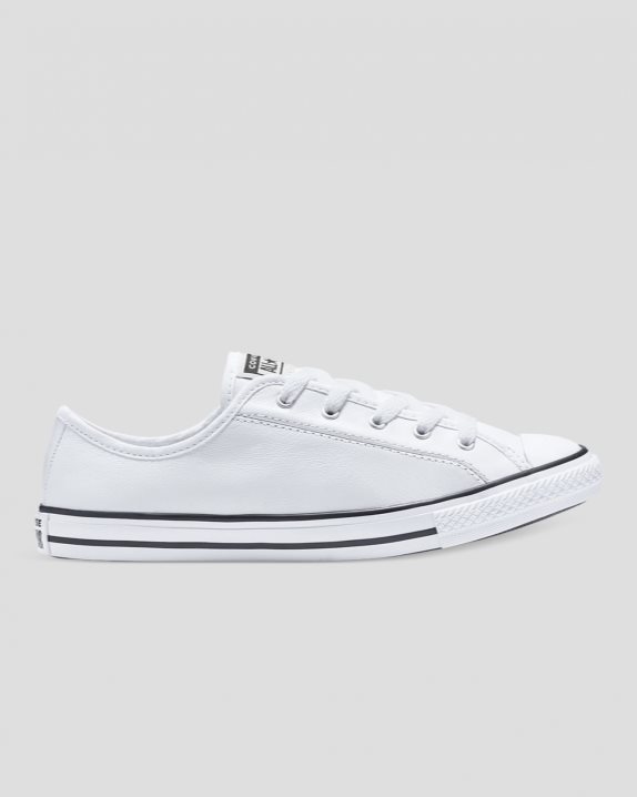 Womens Converse Chuck Taylor All Star Dainty Leather Low Top White - Click Image to Close