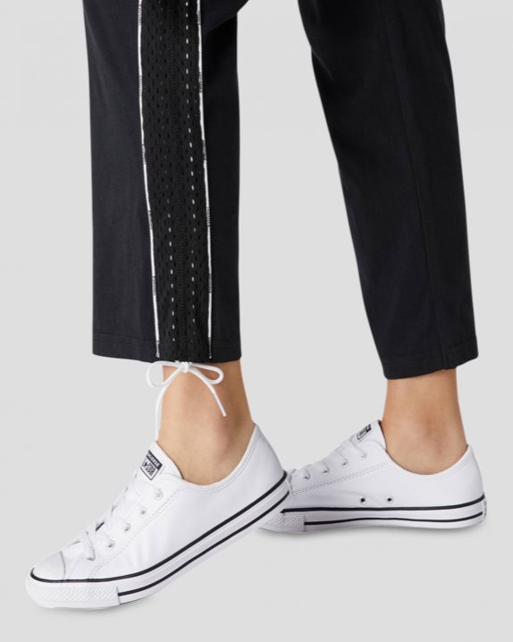 Womens Converse Chuck Taylor All Star Dainty Leather Low Top White - Click Image to Close