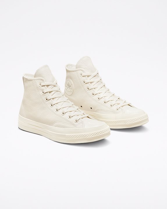 Unisex Converse Chuck 70 Tonal Leather High Top Egret - Click Image to Close