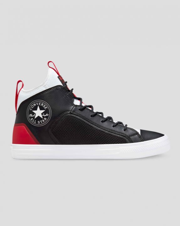 Unisex Converse Chuck Taylor All Star Ultra Leather & Mesh Mid Black - Click Image to Close