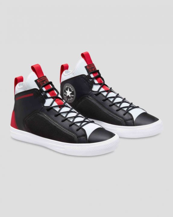 Unisex Converse Chuck Taylor All Star Ultra Leather & Mesh Mid Black - Click Image to Close