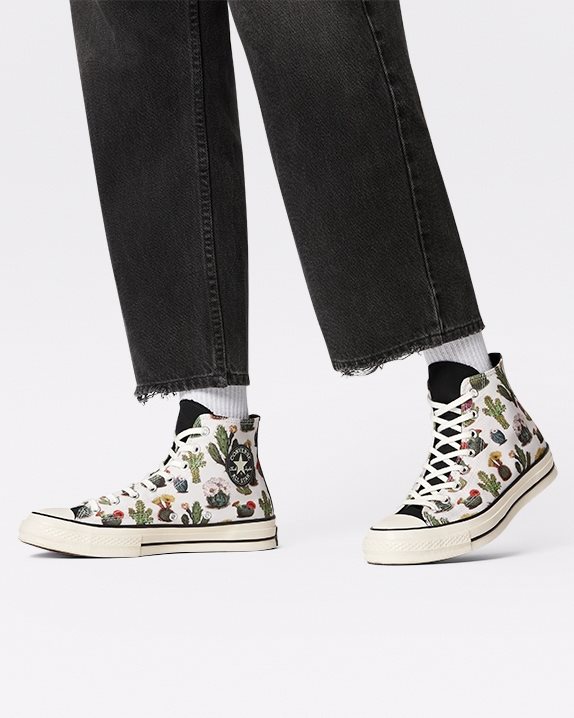 Unisex Converse Chuck 70 Succulent Print High Top Egret - Click Image to Close