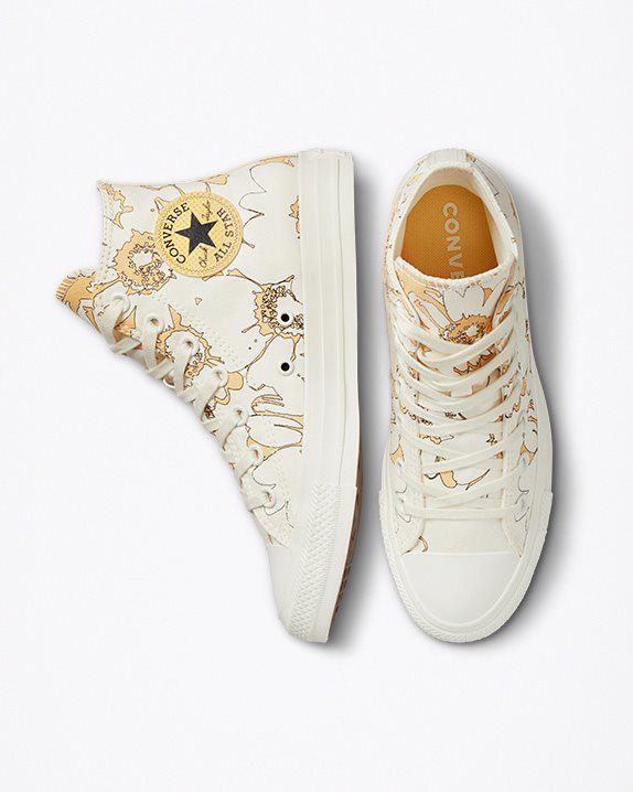 Womens Converse Chuck Taylor All Star Summer Florals High Top Egret - Click Image to Close