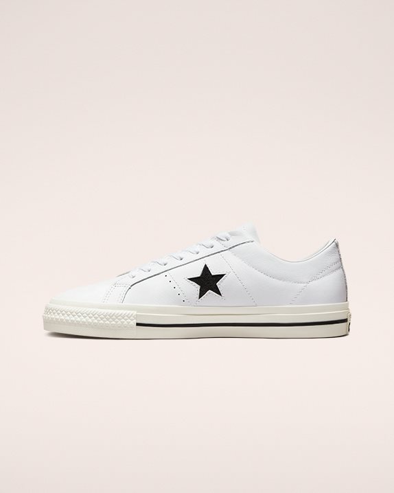 Unisex Converse One Star Pro Leather Low Top White - Click Image to Close