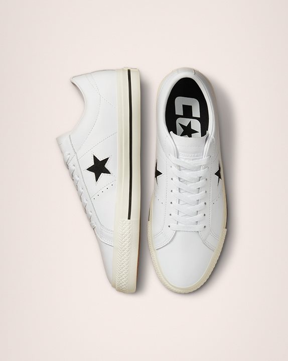 Unisex Converse One Star Pro Leather Low Top White - Click Image to Close