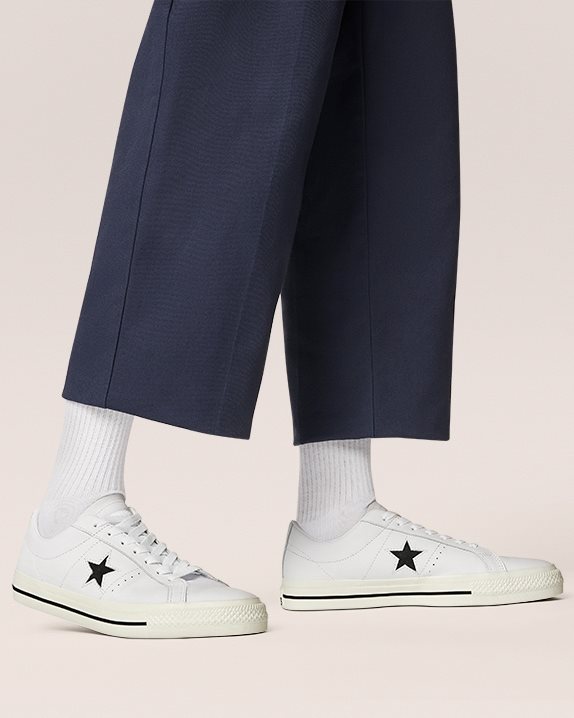 Unisex Converse One Star Pro Leather Low Top White - Click Image to Close